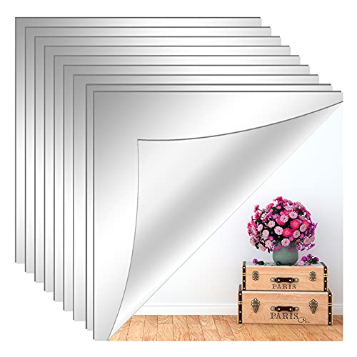 SOCOKING 9 Pieces Flexible Mirror Sheets Self Adhesive Acrylic Mirror