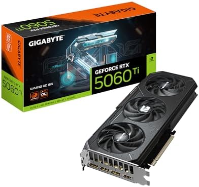 GIGABYTE GeForce RTX 5060 Ti Gaming OC 16G Graphics Card, 16GB 128-bit GDDR7, PCIe 5.0, WINDFORCE Cooling System, GV-N506TGAMING OC-16GD Video Card