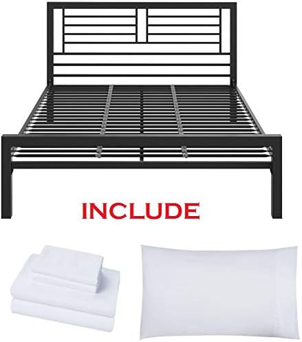 Bed Metal Frame for Kids Bedroom, Teenager and Dorm - (Full, Black)