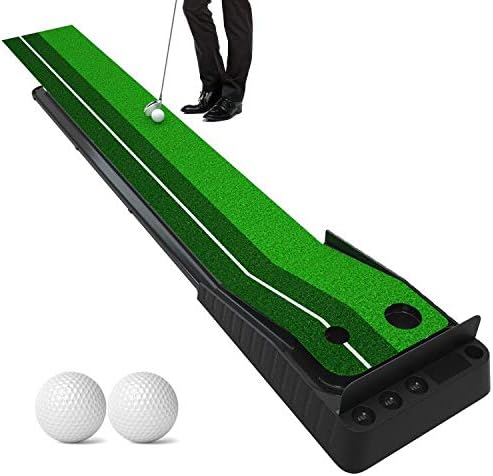 Heqi Indoor Golf Putting Green, Golf Putting Training Portable Mat with Auto Ball Return Function Mini Golf Practice Training Aid, Game and Gift for Home, Office, Outdoor Heqi Indoor Golf Putting Green, Golf Putting Training Portable Mat with Auto Ball Return Function Mini Golf Practice Training Aid, Game and Gift for Home, Office, Outdoor