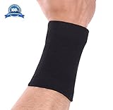 Bamboo Wrist Sweatband Support by Mcolics (Pair) - Antimicrobial Wristband / Sweatband - Best Compression Wrist Wrap for Arthritis, Tendonitis, Carpal Tunnel Syndrome, Tennis (Black)