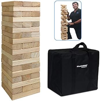 EasyGoProducts 54Piece Giant Wood Block Stack & Tumble Tower Toppling Blocks Game- Great for Game Nights for Kids, Adults & Family -Storage Bag