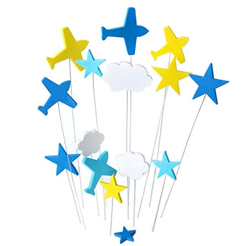 AILEXI 17 Counts Happy Birthday Cake Decorating Toppers - Aircrafts