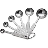Natizo Stainless Steel Measuring Spoons - Set of 6 Accurate Spoons for Dry and Liquid Ingredients