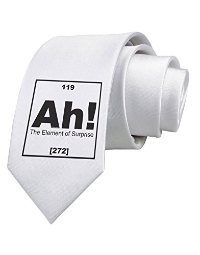 TooLoud Ah the Element of Surprise Funny Science Printed White Neck Tie