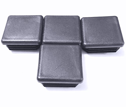 (Pack of 4) - 1 1/2" - 1.5 Inch Square Black Plastic 10-14 Ga ( 1.29"-1.34" ID) Tubing Plug, End Cap -Steel Fence Post Pipe Tube Cover - Furniture sliding Inserts - End Caps for Fitness Equipment
