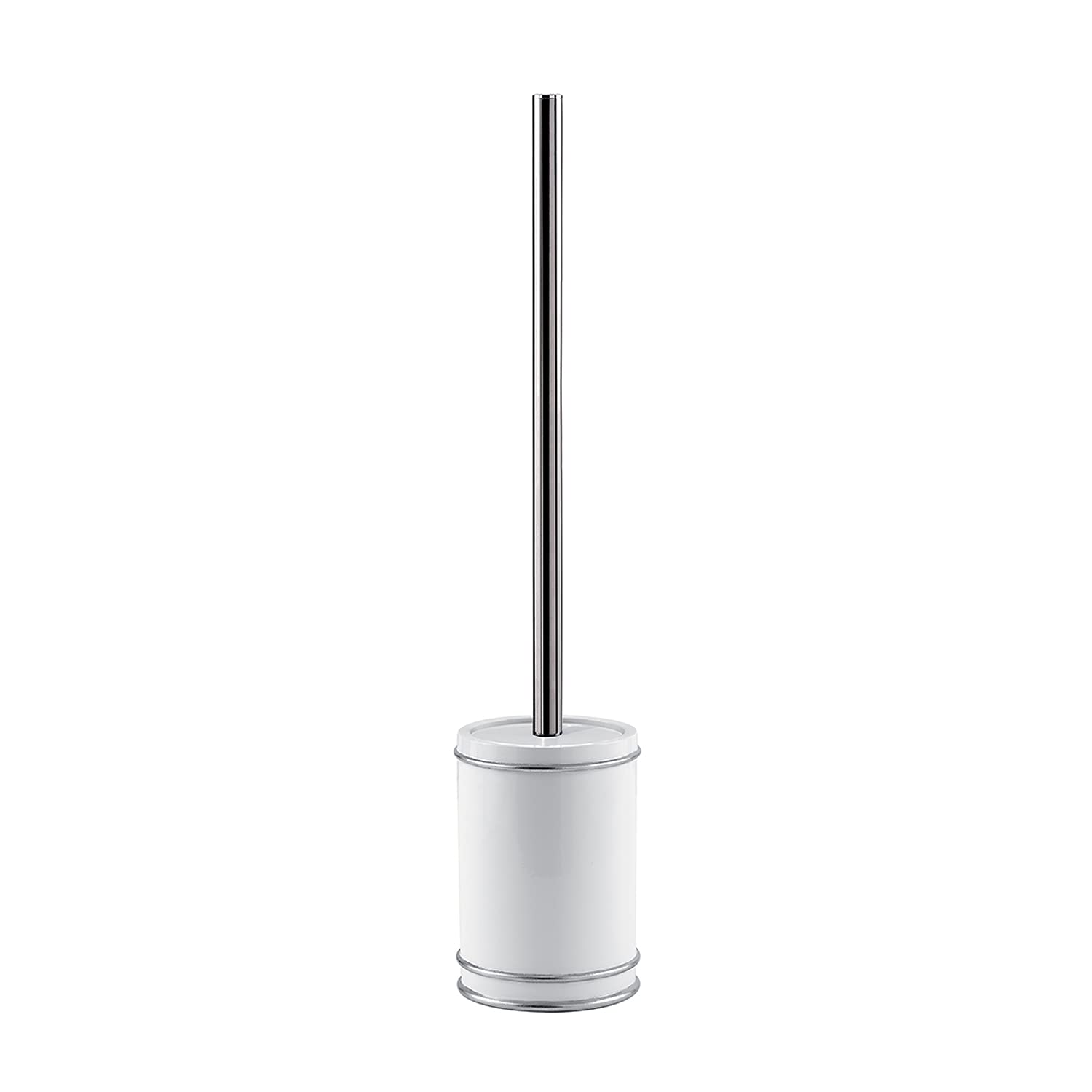 Gedy Olimpia Toilet Brush Toilet, Resin, blanco-plata, 9.5 x 9.5 x 45