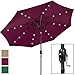 Best Choice Products 10ft Solar LED Market Patio Umbrella w/USB Charger, Detachable Portable Power Bank, Weather-Resistant Canopy, Easy Crank, Tilt Adjustment - Burgundy
