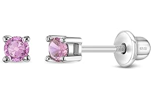 925 Sterling Silver Cubic Zirconia Stud 2mm Baby Earrings with Safety Screw Backs For Toddlers - Safe & Classic Baby Earrings
