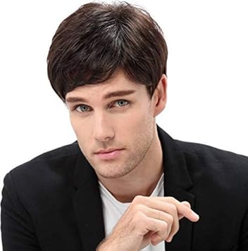 Glan Men Wig Short Straight Hair Synthetic Full Wigs Natural