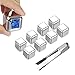 Vakania 8 Pcs Stainless Steel Reusable Ice Cubes, Metal Whiskey Stones, Whiskey Rocks Chilling Stones with Tongs for Wine Non-diluting Cooling Vodka, Whiskey, Beer, Wine, Beverage (8)