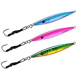 Saltwater Lead Vertical Jigs, Goture Artificial Bait Boat Fishing Lures Jigging Lures - Pack of 3