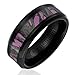 Cavalier Jewelers 8MM Women's Titanium Ring Wedding Band | Black Plated with Camouflage on Pink Background Inlay | Beveled Edges