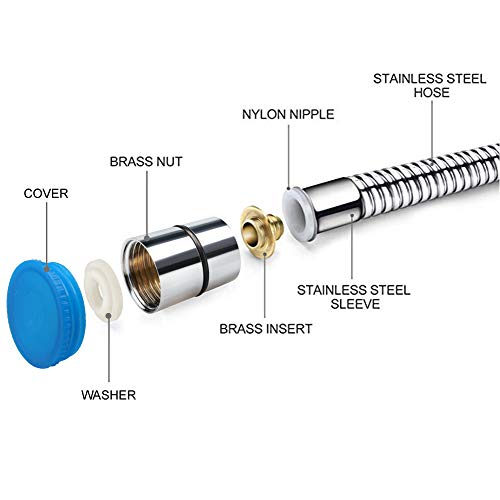 Chrider Shower Hose, 60 Inches Chrome Handheld Shower Head Hose with Brass Insert and Nut, Bathroom Stainless Steel and Flexible Showerhead Hose Replacement
