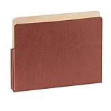 S J Paper 3in Expansion File Pockets, Straight Cut, MLA/Redrope, Ltr, Red, 50/box