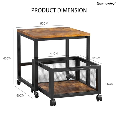 Beauenty Mini Fridge Stand, Beverage Fridge Table, 19.7" x 19.7" Mini Refrigerator Cart with Storage Drawer Basket, Coffee Bar Refrigerator Stand for Office Home Apartment