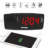 Digital LED USB Alarm Clock Radio with FM Radio, Dual USB Chargers, Large 1.2” Display, Snooze, Sleep Timer, Dimmer and Battery Backup for bedrooms