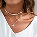 Fstrend Fashion Layered Necklace Dainty Sequins Torus Pendant Necklaces Jewelry for Women and Girls (Silver)