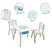 Labebe Wooden Activity Table Chair Set, Bird Printed White Toddler Table with Bin for 1-5 Years, Learning Table/Kid Picnic Table/Cute Bedroom Furniture/Boy Furniture/Baby Girl Table Set/Kid Desk Chair