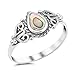 Teardrop Simulated Abalone Promise Ring New .925 Sterling Silver Heart Band Size 7