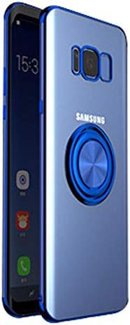 Case Compatible with Samsung Galaxy S8 360 ° Rotation Ultra-Thin Plating Trasparente TPU Silicone Magnet Ring Car Mount Protective Cover for Samsung Galaxy S8 Plus (Blue, Samsung Galaxy S8)