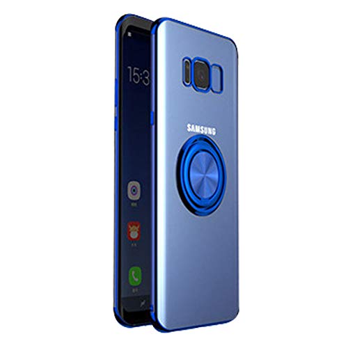 Case Compatible with Samsung Galaxy S8 360 ° Rotation Ultra-Thin Plating Trasparente TPU Silicone Magnet Ring Car Mount Protective Cover for Samsung Galaxy S8 Plus (Blue, Samsung Galaxy S8)