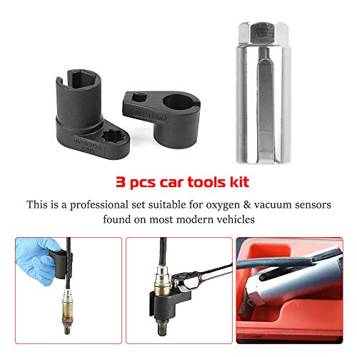 Oxygen Sensor Removal Tool Kit 3Pcs 3/8 Inch Drive Oxygen Sensor Socket Wrench - Thumbnail 2