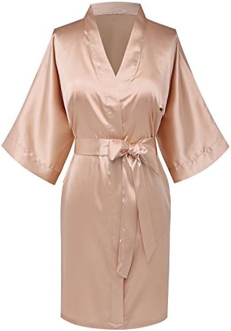 Kimono Palace Women's 3/4 Sleeve Elegant Pure Color Kimono Robe Short