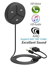 Aston SoundTek A2, kit de coche Bluetooth Aux, decodificador AAC aptX, SNR hasta 95dB, aislamiento de ruido y micrófono integrado, Siri, botones retroiluminados, encendido automático, llamada manos libres, flujo de música A2DP, receptor Bluetooth