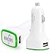 NONZERS Car Charger - Dual USB Port,Quick Charge,Universal Compatibility,Ultra Compact-Smart & Safe Charger with LED Light - Cigarette Lighter Adapter for iPhone iPad Samsung Android Phones(White)