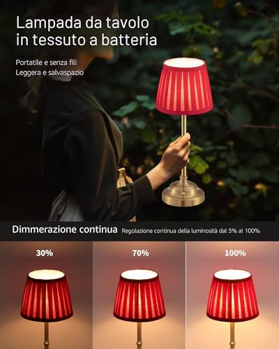 Visdanfo LED Table Lamp Set of 2 Dimmable Vintage 4000mAh Battery Operated Indoor Outdoor