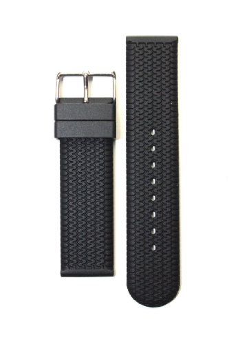 Black Rubber Silicone Tire Tread Replacement Watch Strap 22mm by Toscana