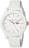 Lacoste Women's Ladies 12.12 Stainless Steel Quartz Watch with Silicone Strap, White, 17 (Model: 2000960)