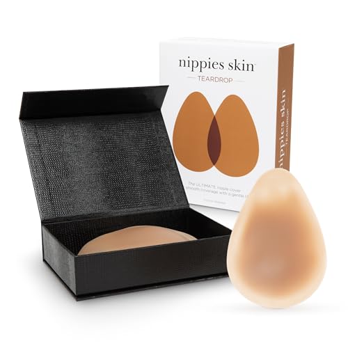 Nippies Teardrop Nipple Covers for Women - Sticky Silicone Pasties with Gentle Lift, Travel Case - Invisible & Skin-Safe
