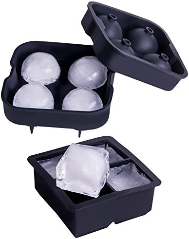 Delish-ICE Large Sphere Ice Molds (2-Piece Set) Flexible, Silicone Freezer Trays | BPA Free, Odorless, Freezer Cubes | Whiskey, Soda, Scotch, Fruit Infused | Includes Recipe eBook