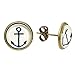 ELBLUVF Alloy Anchor Stud Earrings Glass Cabochon Earring Nautical Womens Jewelry