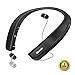 Bluetooth Headphones Speaker 2 in 1,Bluenin Neckband Wireless Headset Wearable Speaker True 3D Stereo Sound Sweatproof Headphones with Retractable Earbuds Built-in Microphone (Titanium Black)