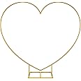 LANGXUN Large Size Metal Balloon Arch Kit, Wedding Heart Arch Stand, Love Balloon Column Arch Frame for Wedding, Bridal, Valentine's Day, Engagement and Birthday Party Supplies (Gold)