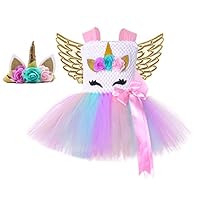 Unicorn Costume for Girls Birthday Party Tulle Flower Pageant Dresses for Kids Plus Size 11-12