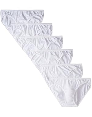 Women's 6Pack 100% Cotton BIKINI Underwear Ladies Panties, White 9