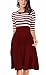 AAMILIFE Women's Vintage Stripe Scoop Neck 3/4 Sleeve Swing Dress Red XL