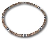 Native Treasure - Tiger Brown Coco White Heishe Puka Shell Necklace - 5mm (3/16
