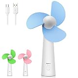 CestMall Mini Handheld Fan, USB Powered Electric Fan for Home Office Travel Camping Fishing, Soft Sponge Desk Fan for Kids (Blue)