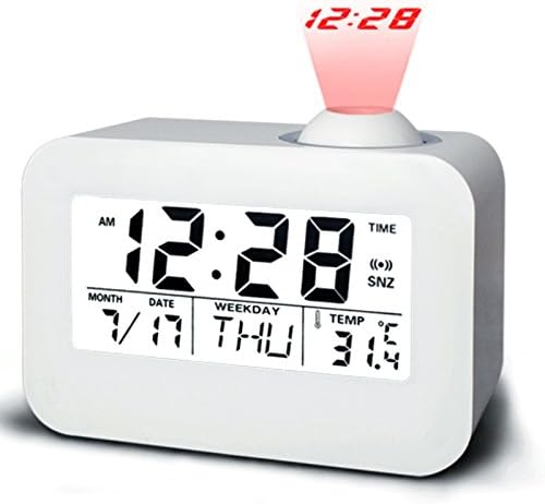 Digital Alarm Clock Projector, CompraFun Projection Alarm LED Clock Bedside with Snooze Function, Large Display with Time, Date, Week and Temperature