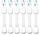 Zappy Baby - Adjustable Child Safety Locks Latches Straps to Baby Proof Cabinets, Drawers, Appliances, Toilet Seat, Fridge, Oven | 3M adhesive - no tools or drilling | 6 pack White-Grey