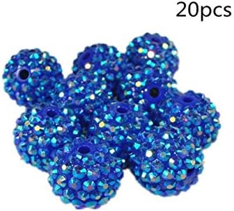 Drill Ball, Beads Charm Resin Round Ball for Women Girls DIY Bracelet Jewelry Making 10mm 20PCS Dark Blue