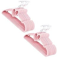 FuLov Plastic Hangers, Pack of 20, Standard Clothing Adult Suit Heart-Shaped, 360 Degree Swivel Hook with Accessory Bar Notches,for Heavy Coats, Jackets, Office Suits,Undergarments,Pink