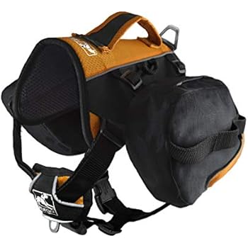 Kurgo Dog Saddlebag Backpack | Back Pack Dog Harness | Hiking Pack for Dogs | Packs for Pets to Wear | Camping & Travel Vest Harness | Reflective | Lightweight | Baxter Pack (Black/Orange)