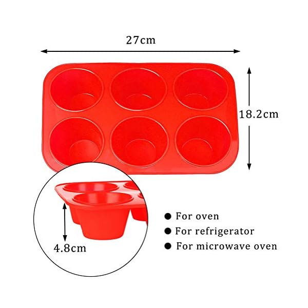 kuou 2 Pack Large Deep Muffin Tray, 12 Cup Silicone Muffins Pan, Non-Stick Cupcake Baking Tin Baking Mould Bakeware…