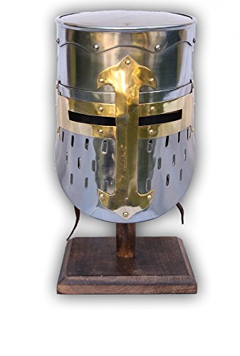 Knights Templar Crusader Helmet Medieval Armor 16 Guage With Stand